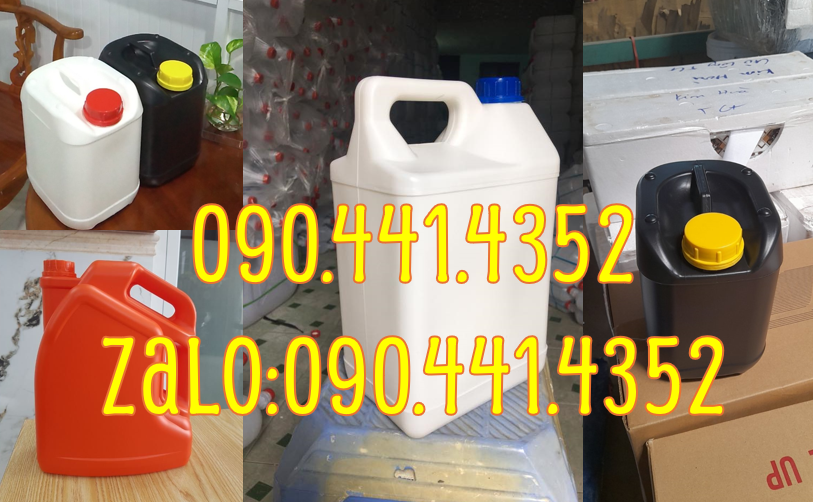 Can nhựa 5 lít vuông trắng, can dày 2 lít đựng hóa chất, can nhựa 1L