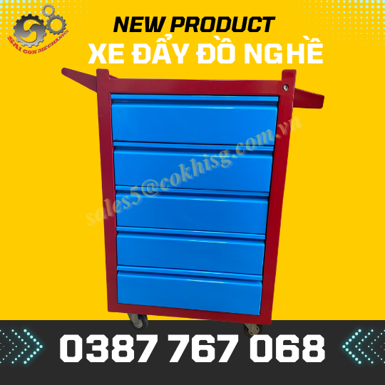 Xe đảy dụng cụ đồ nghề 5 ngăn TBVT Cơ Khí Sài Gòn