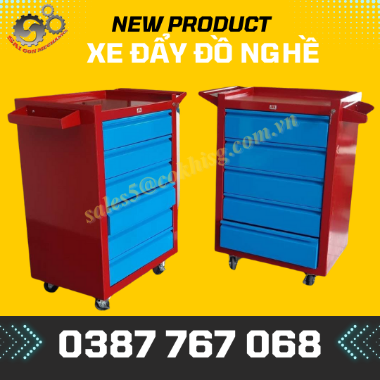 Xe đảy dụng cụ đồ nghề 5 ngăn TBVT Cơ Khí Sài Gòn