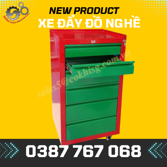 Xe đảy dụng cụ đồ nghề 5 ngăn TBVT Cơ Khí Sài Gòn