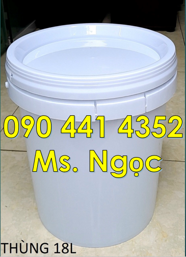 Thùng sơn nhựa 18 lít nắp rót, xô nhựa 18 lít vuông, vỏ thùng sơn 18L
