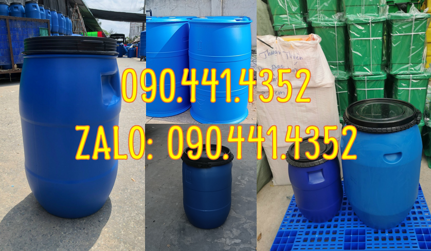 PP thùng phuy nhựa 30L, thùng nhựa 50 lít hình trụ, thùng phuy nhựa