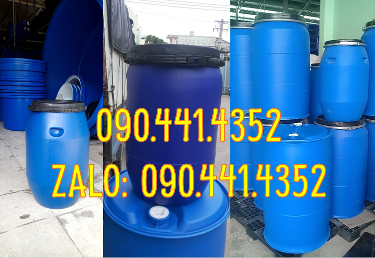 Thùng phuy nhựa 100 lít, thùng nhựa 60 lít cũ, thùng phuy 50 lít mới