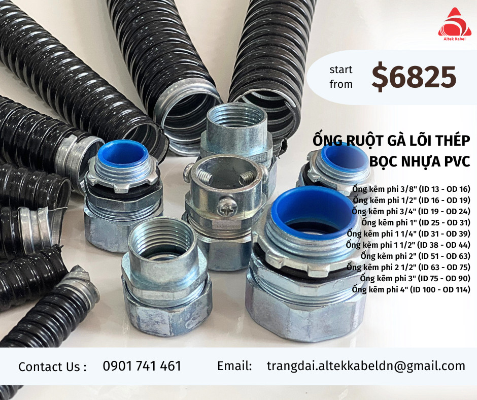 Ống ruột gà lõi thép bọc nhựa pvc d63 phi 2