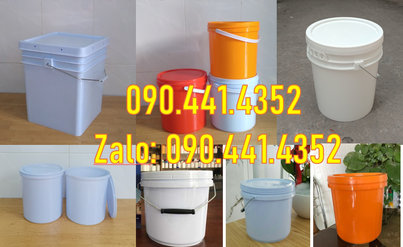 Xô nhớt 18 lít vuông, vỏ thùng sơn 20 lít nắp rót, thùng sơn 22 lít