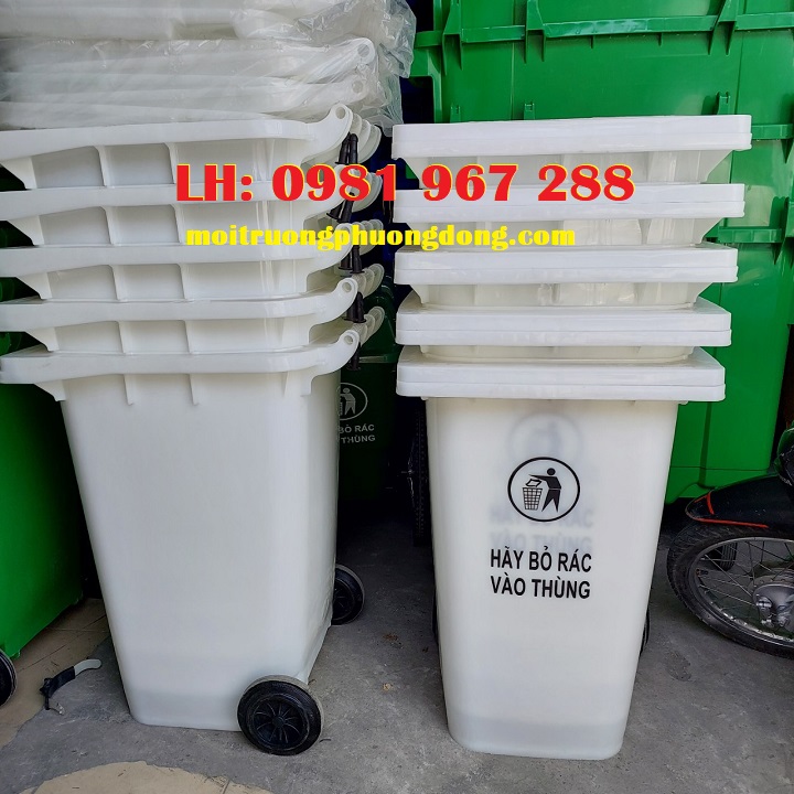 Bán thùng rác nhựa màu trắng 120 lít tại khu vực miền bắc