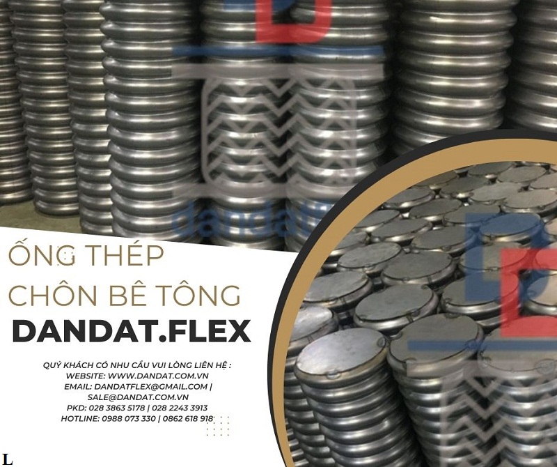 Ống chôn bê tông, ống ruột gà có bịt 1 đầu, ống thép chôn bê tông