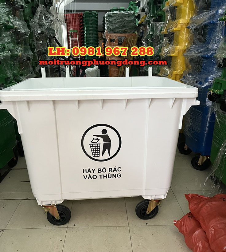 Bán thùng rác nhựa màu trắng 660L giá rẻ