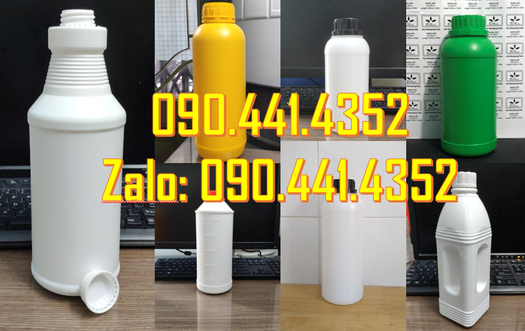 SX chai nhựa đựng hoá chất 1 lít, chai nhựa vuông 500ml dày đựng cồn,