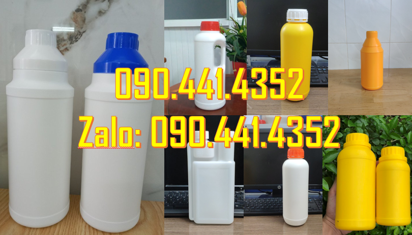 Chai nhựa 1 lít đựng dung dịch, chai nhựa 500ml đựng nước tẩy rửa