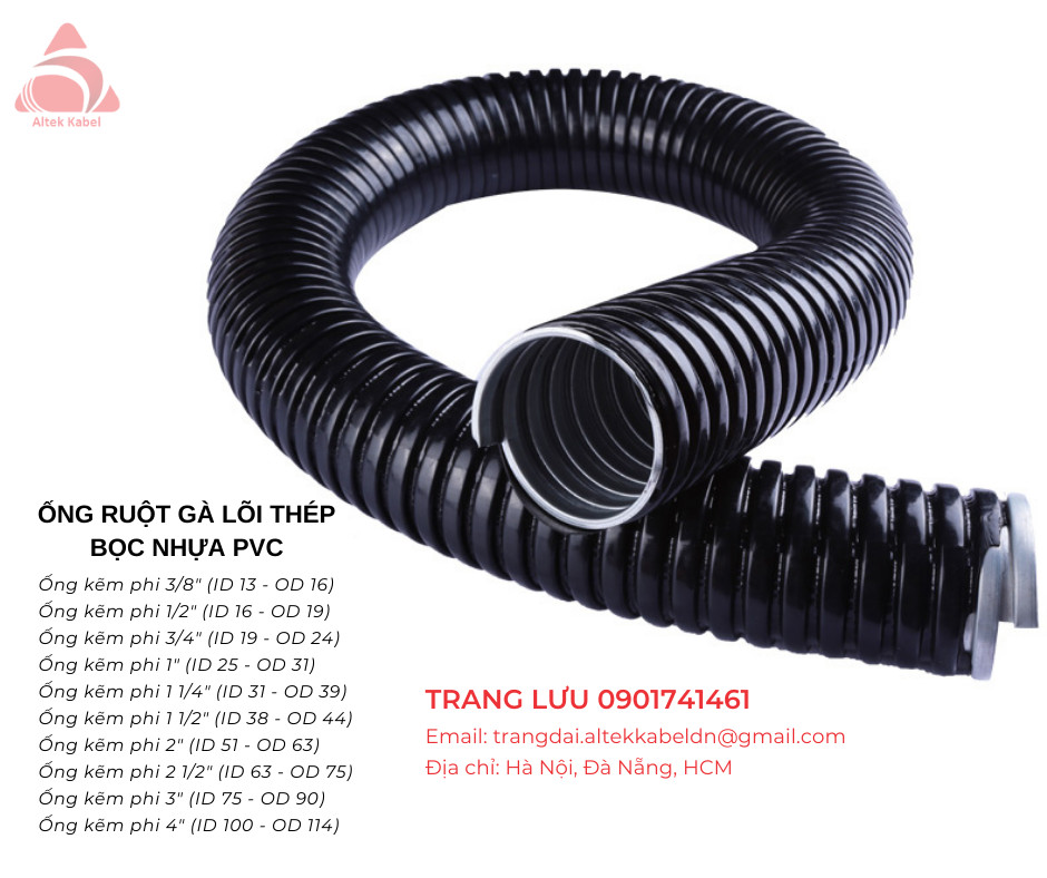 Ống ruột gà lõi thép bọc nhựa pvc d32 phi 1