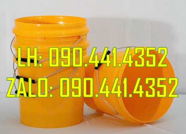 SX vỏ thùng sơn 16 lít màu vàng, thùng sơn 18 lít rỗng, xô nhựa 20L