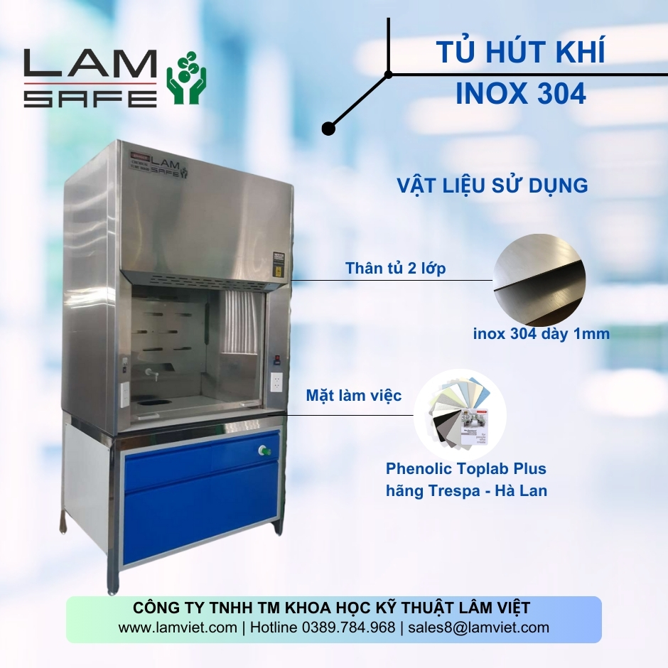 Tủ hút khí độc bằng inox 304