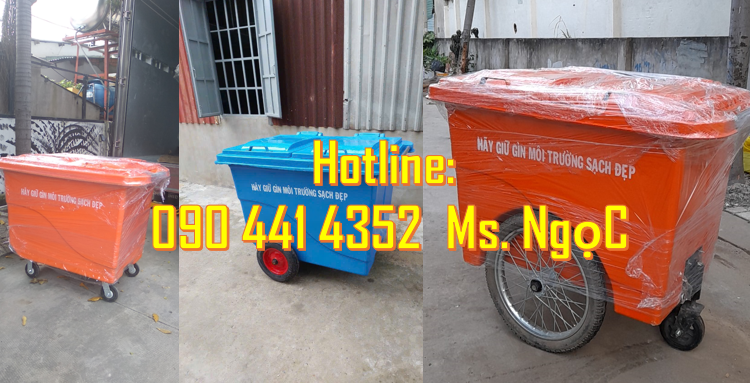 Thùng rác 660 lít màu vàng, thùng rác công nghiệp 1000 lít, thùng rác