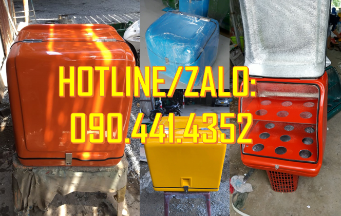 Thùng chở hàng nhựa giá rẻ, thùng ship hàng trà sữa sau xe máy tại TPH