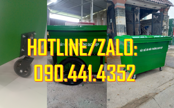 SX xe thu gom rác 660L công nghiệp, thùng rác y tế 1000 lít màu đen,