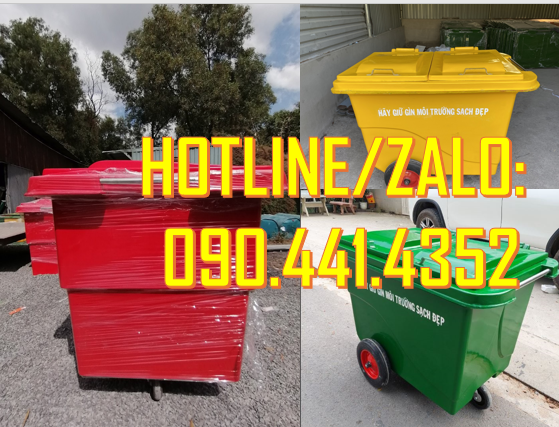 SX xe thu gom rác 660L công nghiệp, thùng rác y tế 1000 lít màu đen,