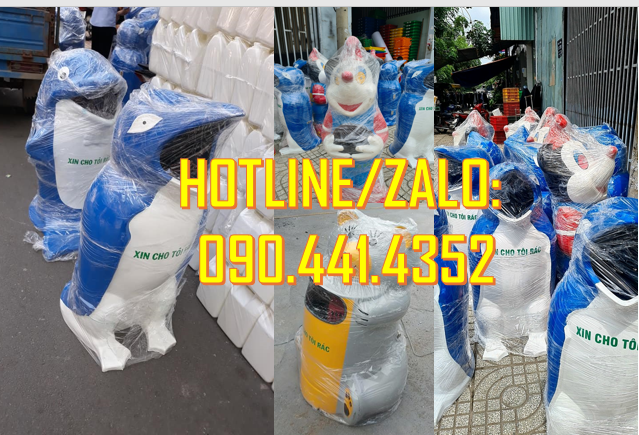 Thùng rác chim cánh cụt, bán thùng rác gấu trúc, thùng rác chuột túi