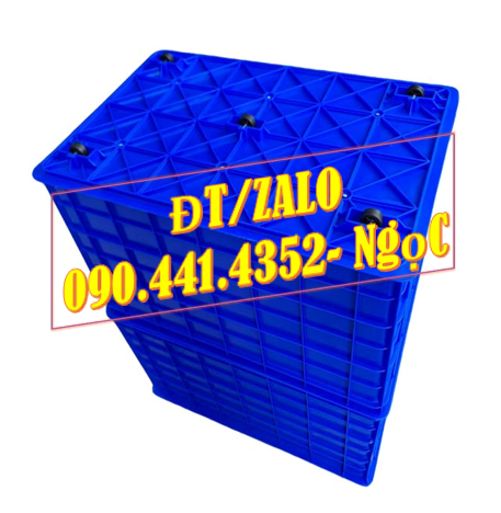 Sóng nhựa hở vàng 8 bánh xe, sóng nhựa hở có nắp, sọt nhựa có quai