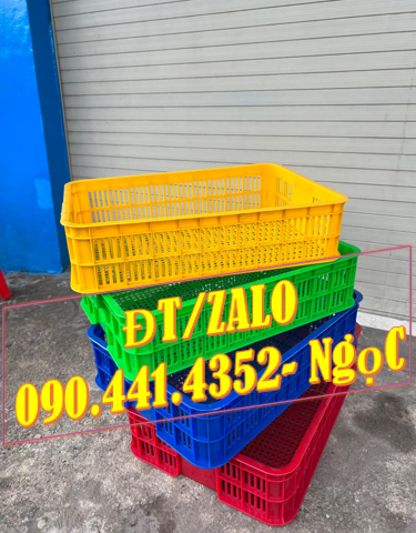Sóng nhựa hở vàng 8 bánh xe, sóng nhựa hở có nắp, sọt nhựa có quai