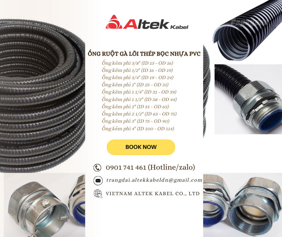 Ống ruột gà lõi thép bọc nhựa PVC phi 25 - 3/4 inch