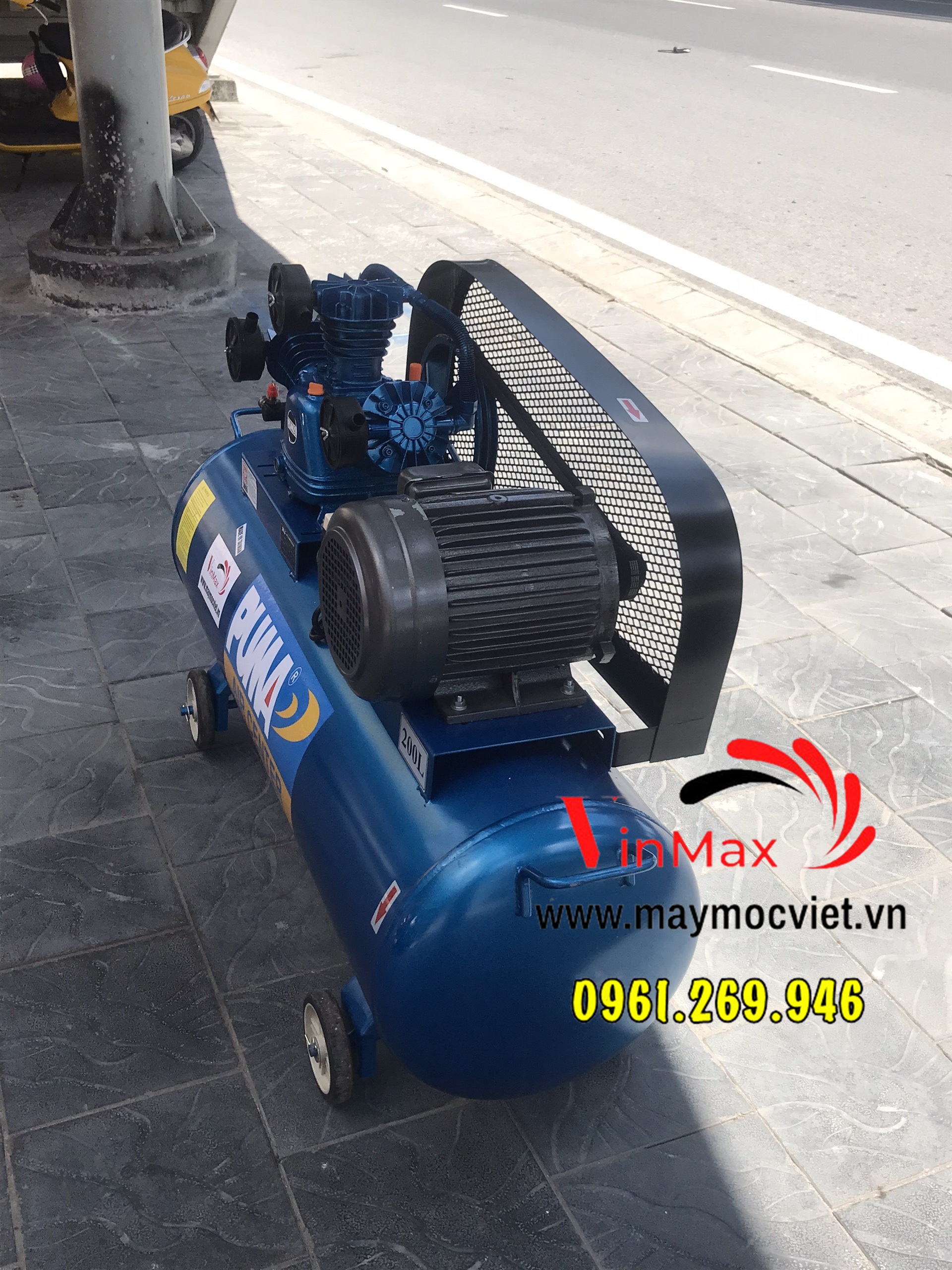 Máy nén khí 200L Puma 4HP điện 3 pha áp 8 cho xưởng mộc giá tốt