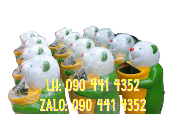 Thùng rác cá chép giá rẻ, thùng rác chuột túi màu theo yêu cầu,