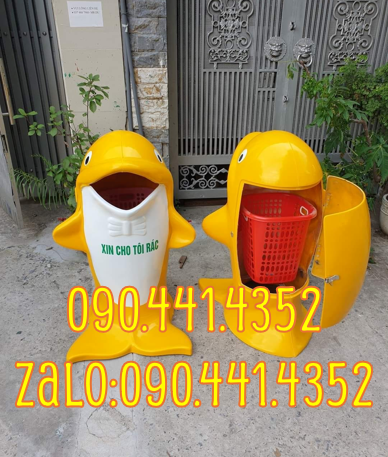 Thùng rác cá chép giá rẻ, thùng rác chuột túi màu theo yêu cầu,