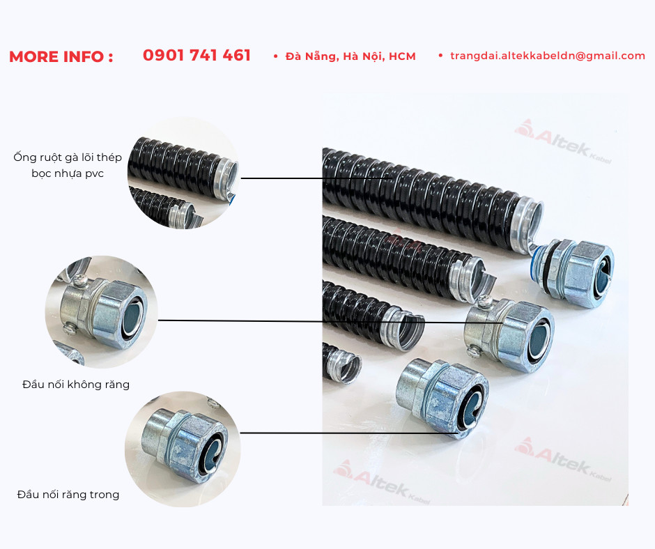 Ống ruột gà lõi thép bọc nhựa PVC phi 32 - 1inch