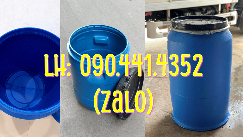 PP thùng phuy nhựa nắp kín, thùng phuy cũ 220 lít làm bè, lu nhựa 220L