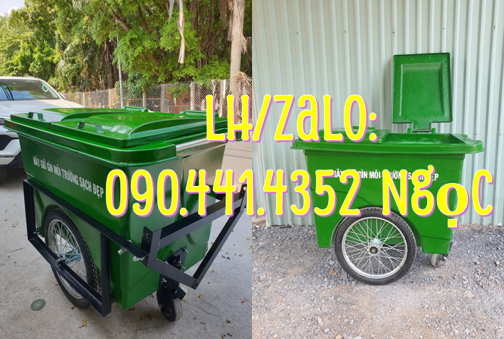 Thùng rác 660 lít nhựa, giá xe thu gom rác 1000L, xe thu gom rác 660L