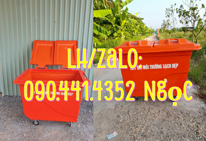 Thùng rác 660 lít nhựa, giá xe thu gom rác 1000L, xe thu gom rác 660L