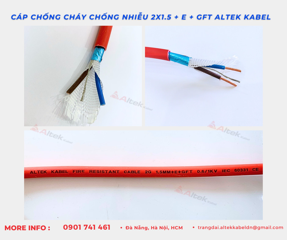 Cáp chống cháy chống nhiễu GFT 2x1.5 Altek Kabel chịu nhiệt độ cao