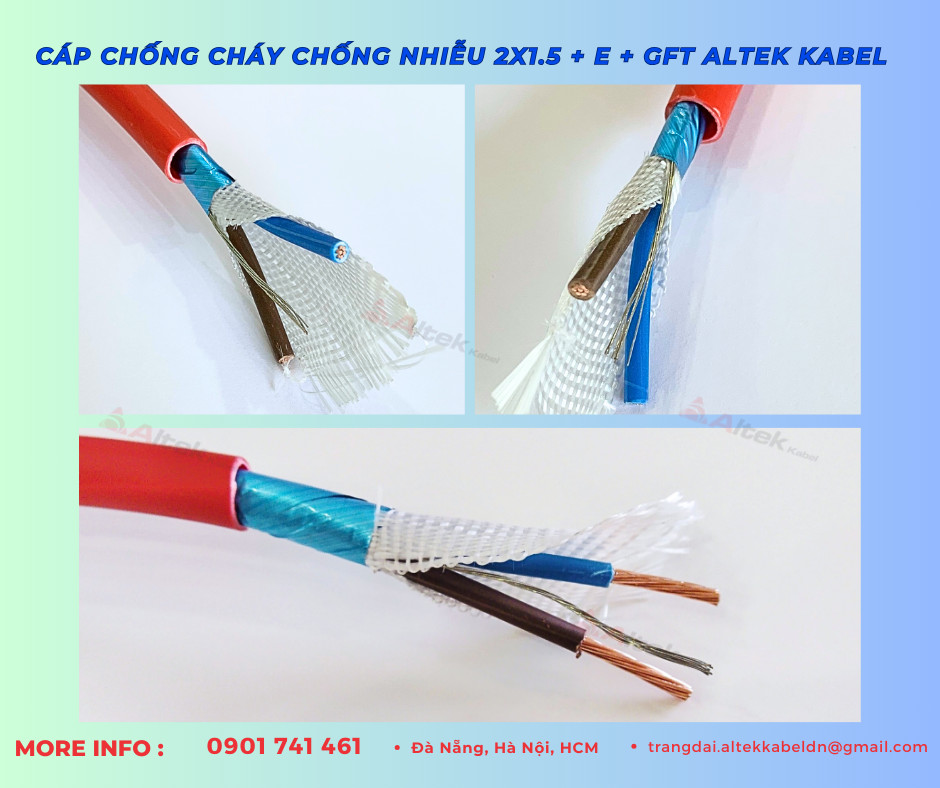 Cáp chống cháy chống nhiễu GFT 2x1.5 Altek Kabel chịu nhiệt độ cao