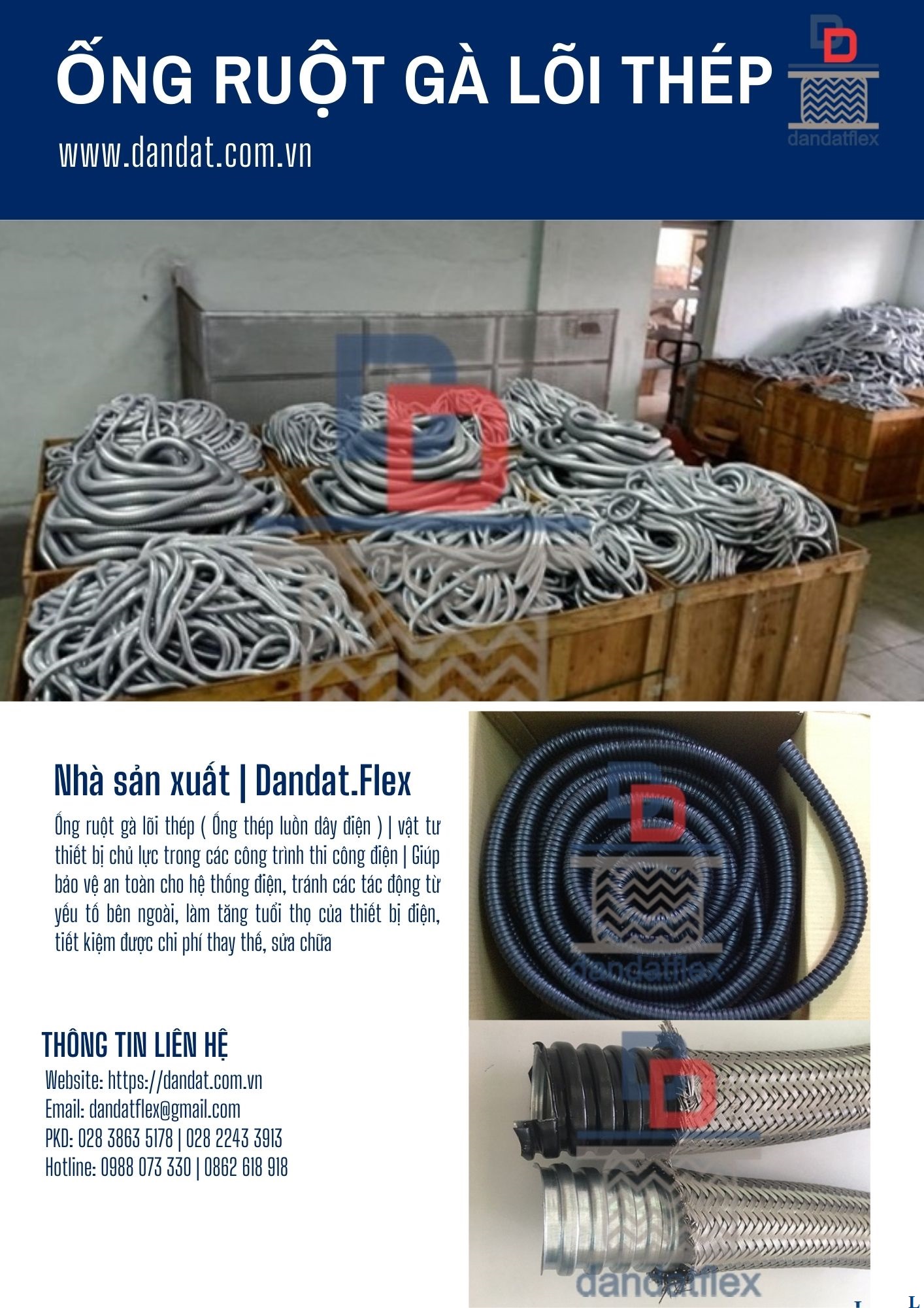 Ống ruột gà lõi thép luồn dây điện, ống luồn dây điện bọc nhựa pvc