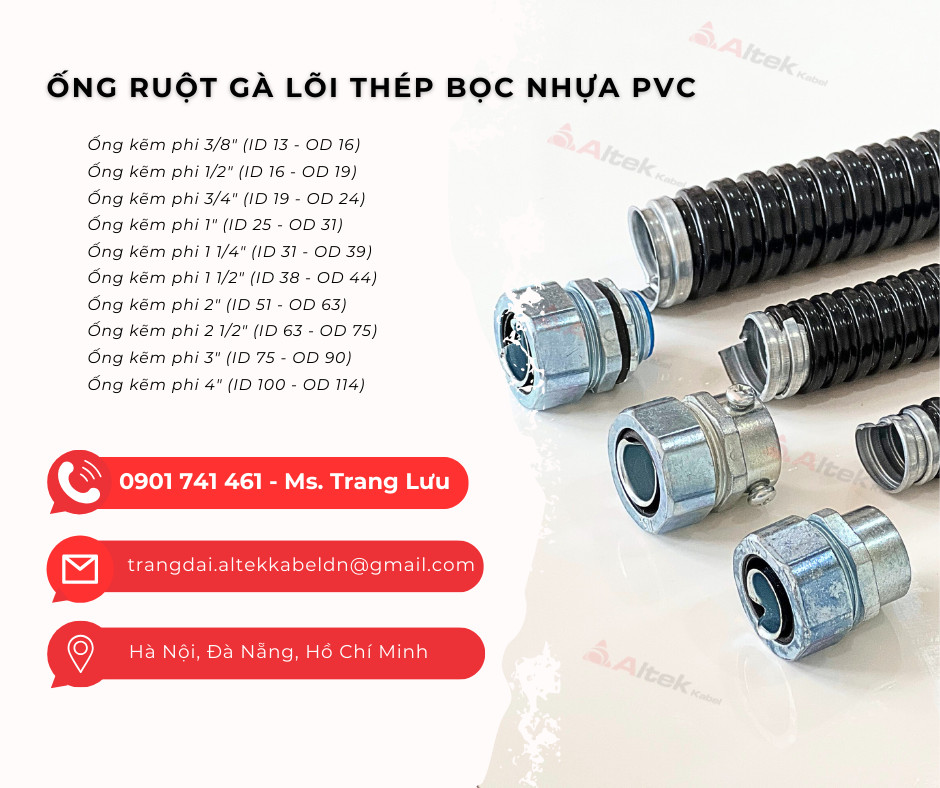 Ống ruột gà lõi thép bọc nhựa pvc phi 50 - 1 1/2