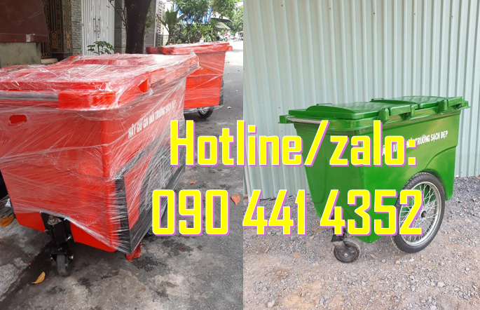Xe thu gom rác 660L y tế, xe thu gom rác công cộng 1000 lít, nhựa tốt