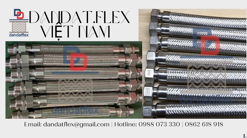 Ống mềm cao su thủy lực bọc lưới inox, ống kim loại mềm, ống mềm inox