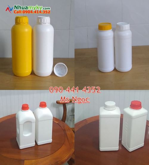 chai nhựa đựng hóa chất 500ml, chai nhựa tròn 0.5 lít, chai nhựa 1 lít