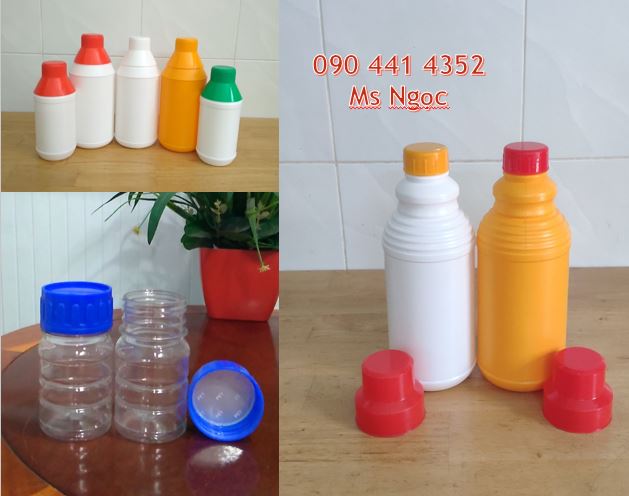 chai nhựa đựng hóa chất 500ml, chai nhựa tròn 0.5 lít, chai nhựa 1 lít
