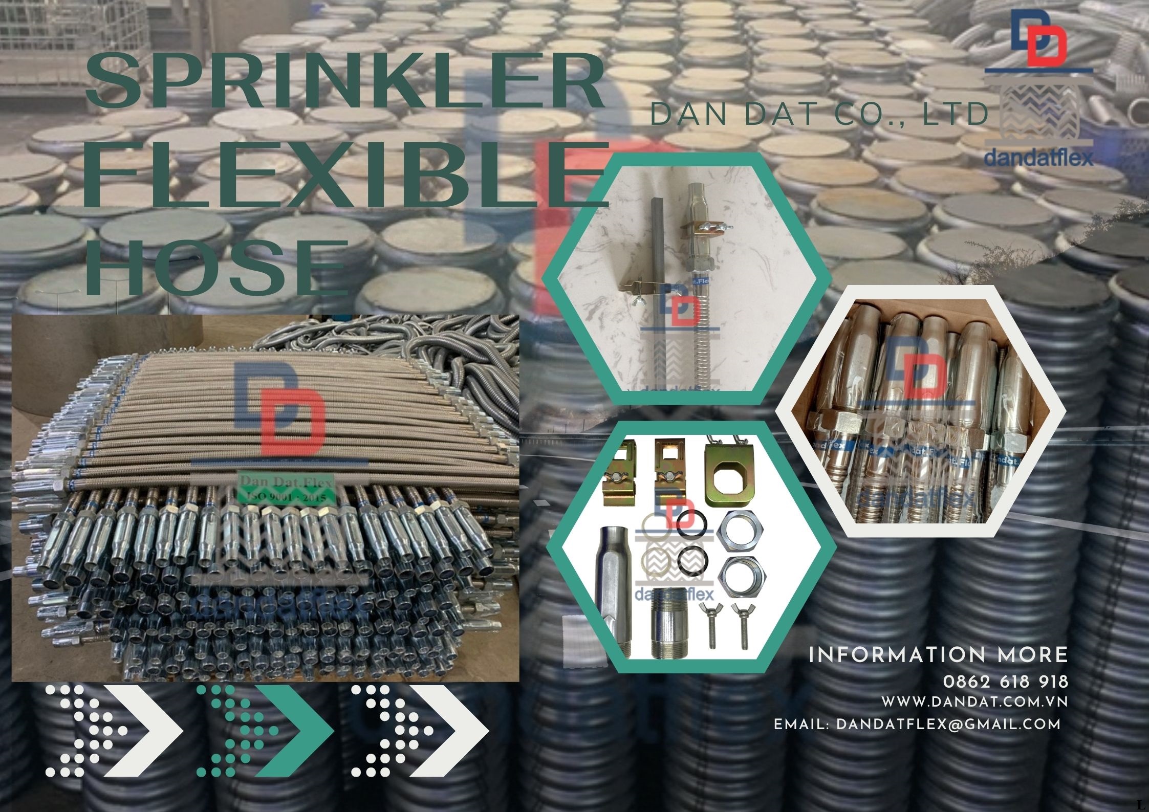 Khớp nối mềm inox kết nối đầu phun nước chữa cháy, ống mềm Sprninkler