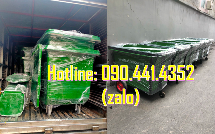 Bán xe thu gom rác 660 lít dày, xe đẩy rác 1000 lít nhựa cao cấp