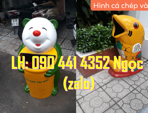Gia công thùng rác hình con thú, thùng rác chuột mickey, cá heo,