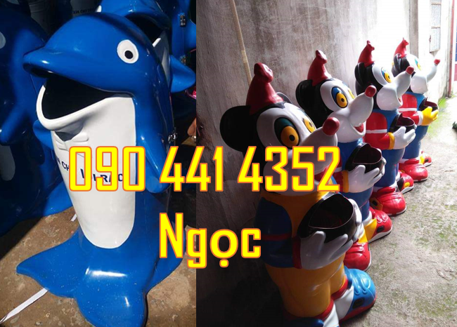 Gía tận xưởng thùng rác hình con vật, thùng rác con chuột mickey,