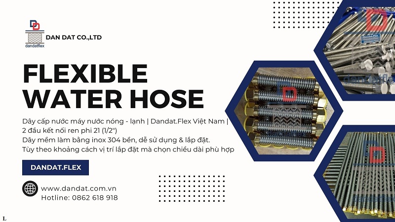 Dây cấp nước bình nóng lạnh inox, ống dẫn nước mềm inox phi 21