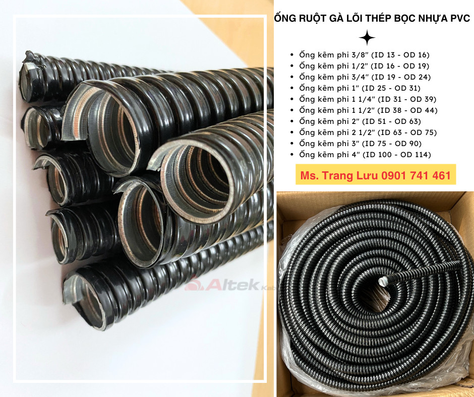 Ống ruột gà lõi thép bọc nhựa phi 75/ Ống phi 2 1/2