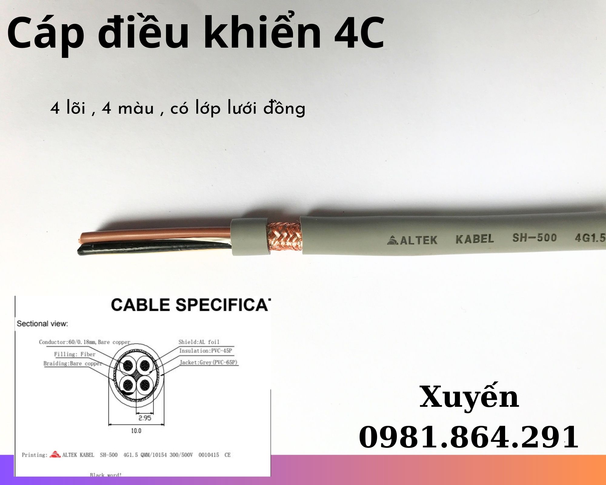 Cần bán dây cáp điện điều khiển 4x0.75 đồng mềm giá tốt Altek Kabel