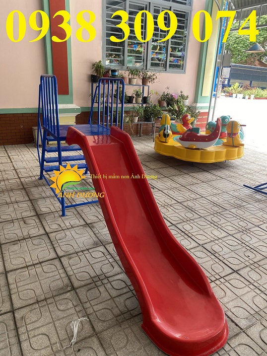 Cầu trượt sắt dành cho mầm non, cầu trượt máng đơn máng đôi