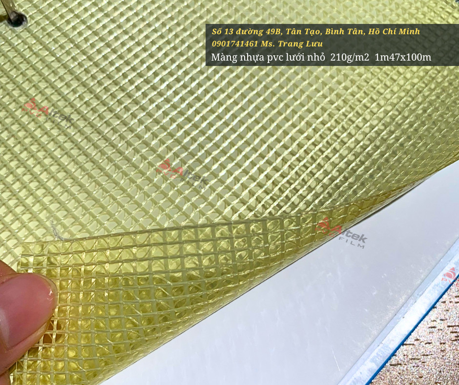 Màng nhựa pvc lưới nhỏ màu vàng giá sỉ rẻ tại xưởng