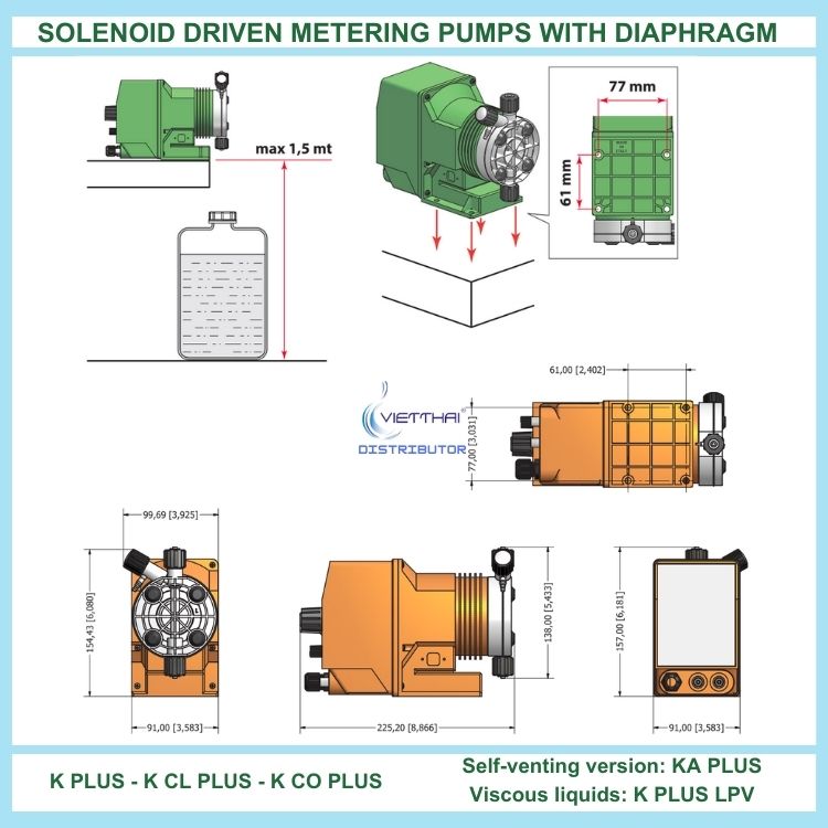 Bơm định lượng EMEC KPLUS 1802 K/PP châm theo tỷ lệ